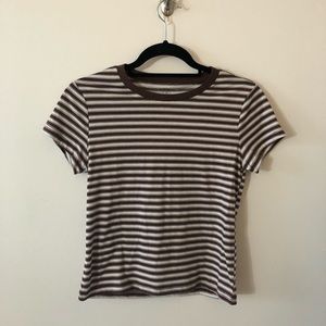 basics by pacsun striped brown t-shirt